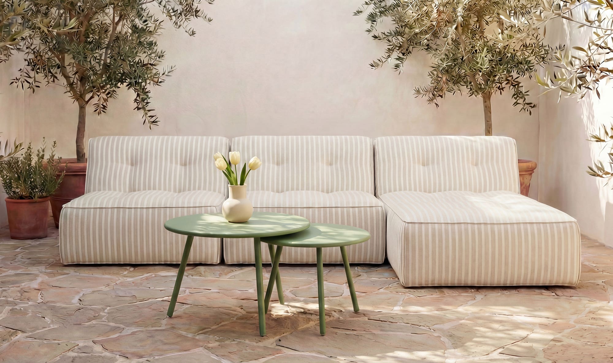 Kari Outdoor Nesting Coffee Table Green by Moe's Home Collection - view 5