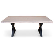 Brooks - Dining Table - X Base - 40" x 92" - White Wash Top - Black Base
