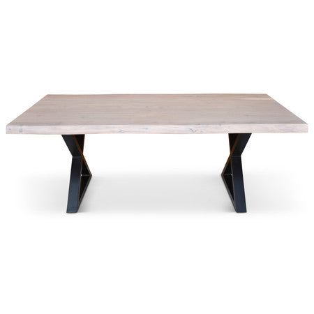 Brooks Dining Table X Base 40" x 92" White Wash Top - Black Base