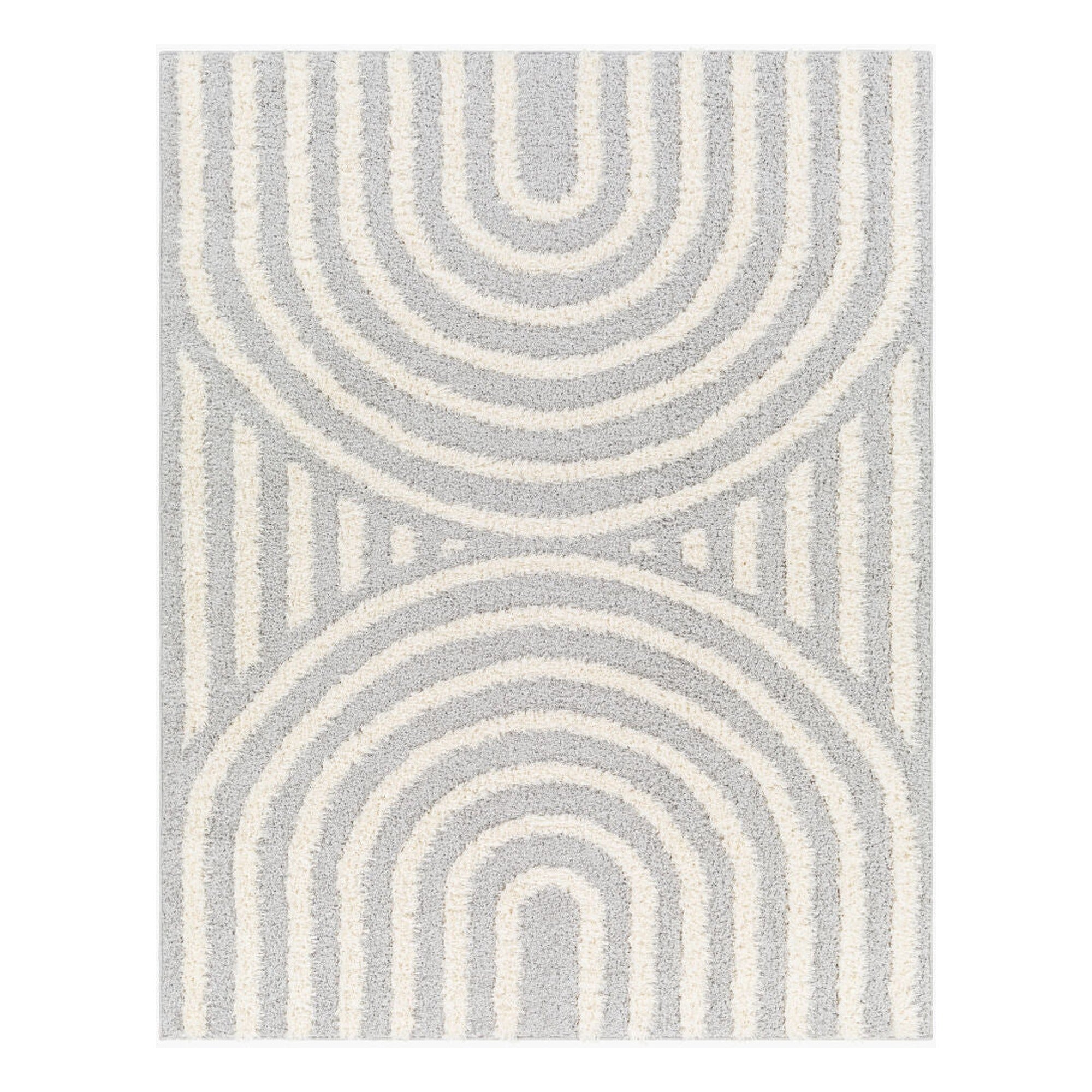 Rodos Light Slate/White Machine Woven Rug - 5'3" x 7'