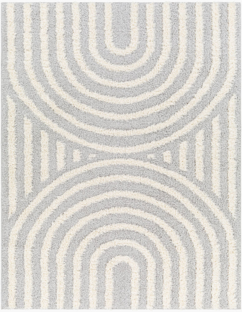 Rodos Light Slate/White Machine Woven Rug - 5'3" x 7'