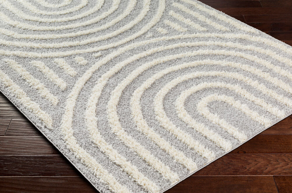 Rodos Light Slate/White Machine Woven Rug - corner