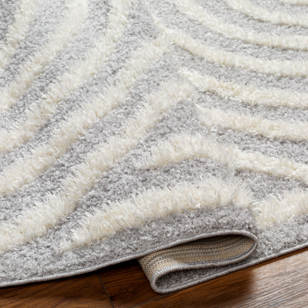 Rodos Light Slate/White Machine Woven Rug - fold