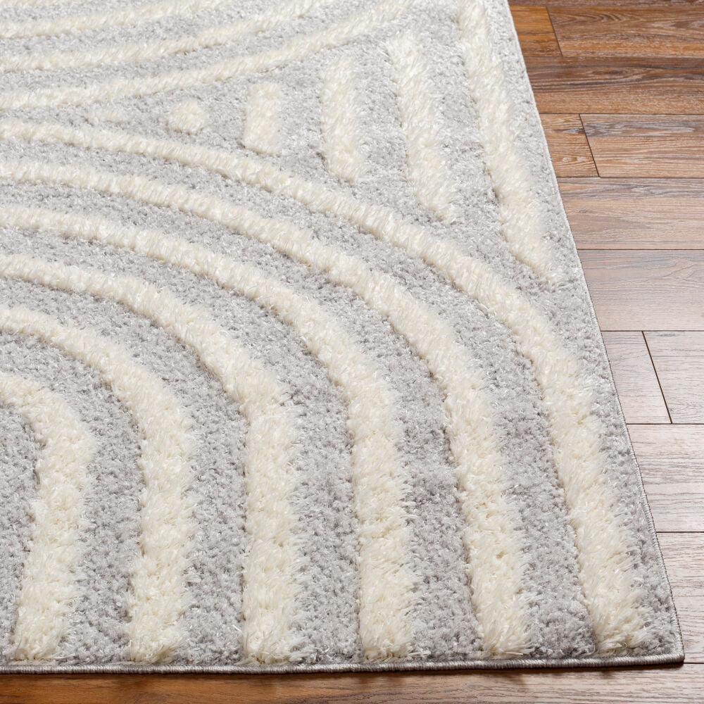 Rodos Light Slate/White Machine Woven Rug - front