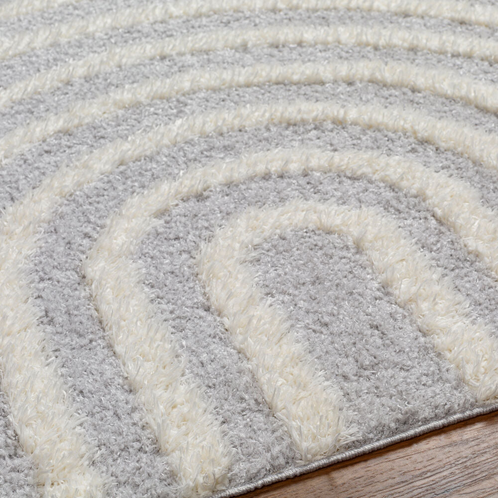 Rodos Light Slate/White Machine Woven Rug - texture
