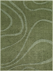Rodos Dark Green/Medium Green Machine Woven Rug RDO-2356 - 5'3" x 7'