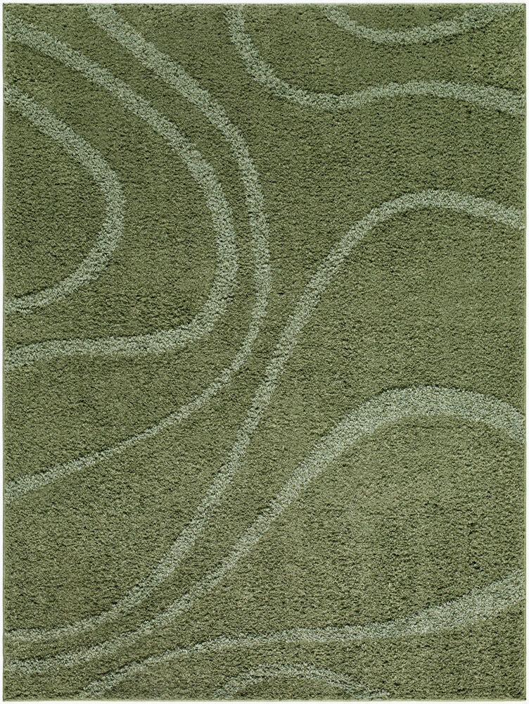 Rodos Dark Green/Medium Green Machine Woven Rug RDO-2356 - 5'3" x 7'
