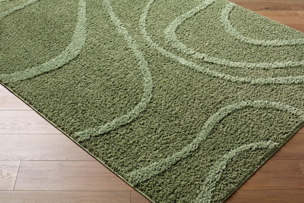 Rodos Dark Green/Medium Green Machine Woven Rug RDO-2356 - corner