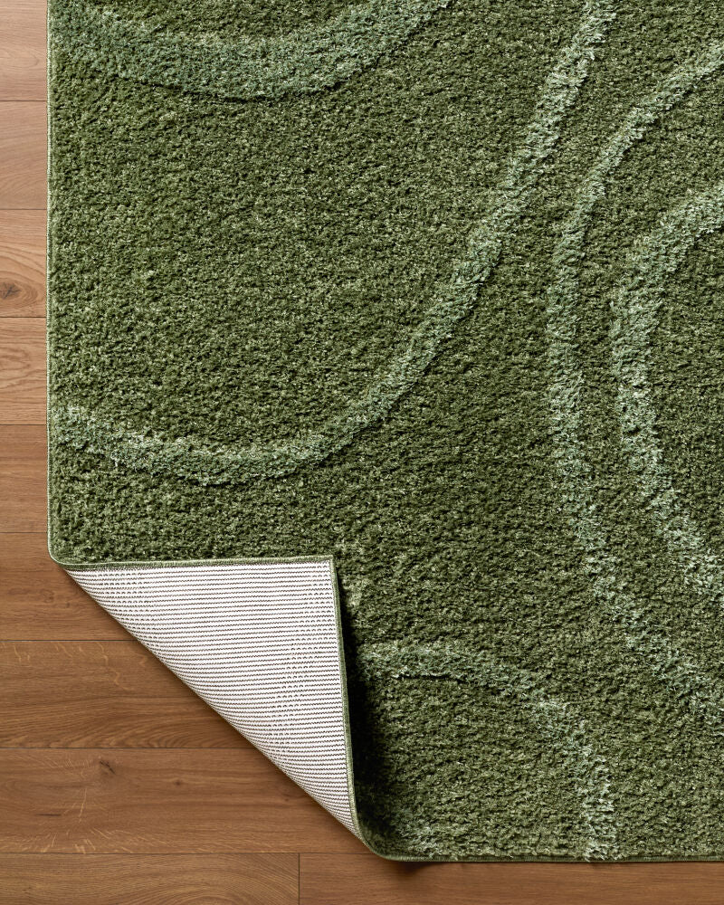 Rodos Dark Green/Medium Green Machine Woven Rug RDO-2356 - fold