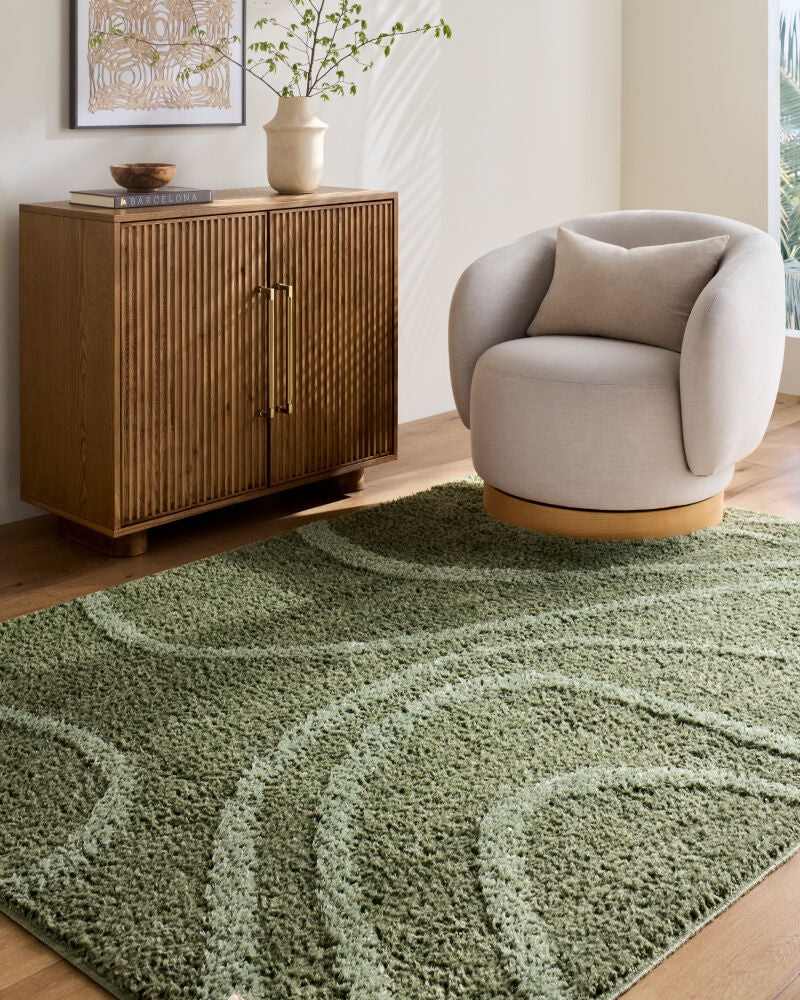 Rodos Dark Green/Medium Green Machine Woven Rug RDO-2356 - styleshot