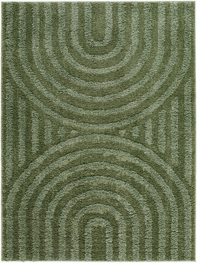 Rodos Dark Green/Medium Green Machine Woven Rug RDO-2360 - 5'3" x 7'