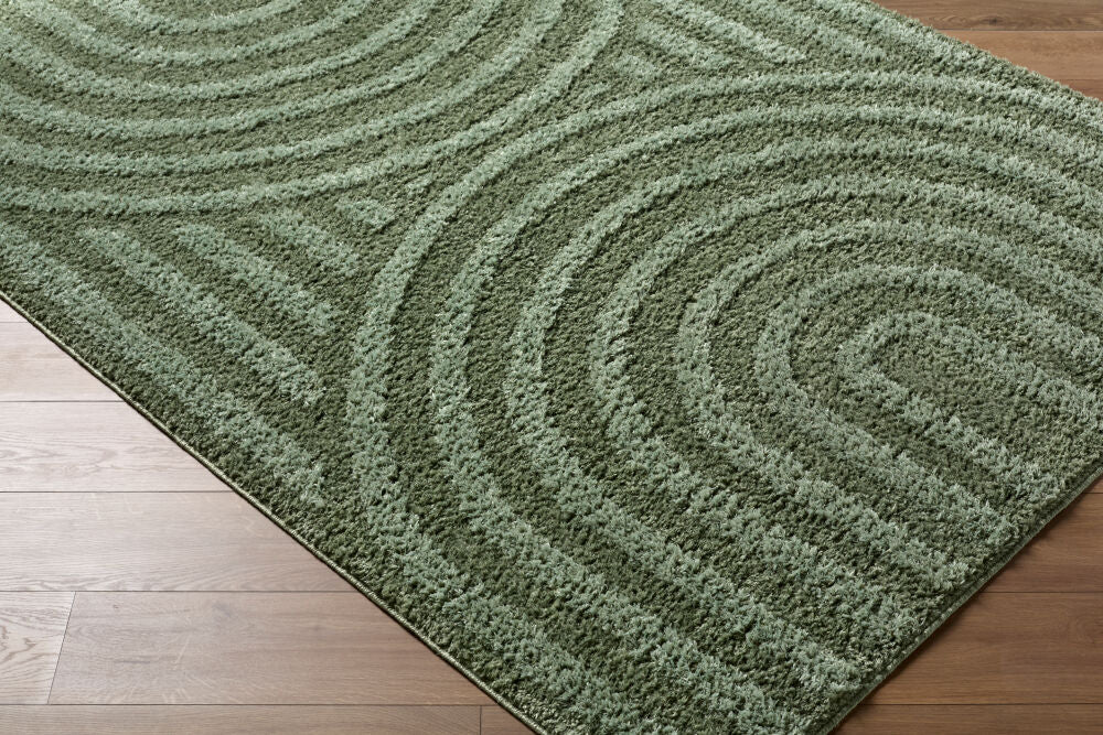 Rodos Dark Green/Medium Green Machine Woven Rug RDO-2360 - corner