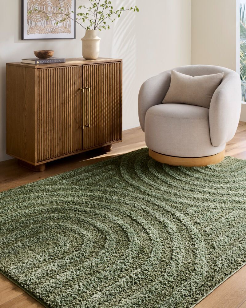 Rodos Dark Green/Medium Green Machine Woven Rug RDO-2360 - styleshot