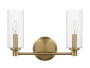 Regal Double Light Vanity With Clear Ribbed Glass - Satin Brass