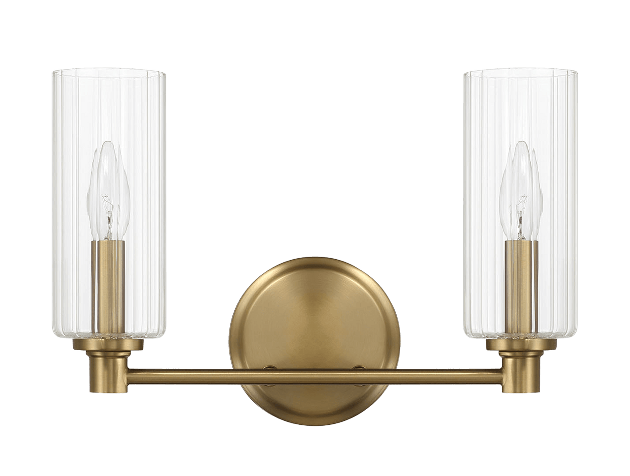Regal Double Light Vanity With Clear Ribbed Glass - Satin Brass
