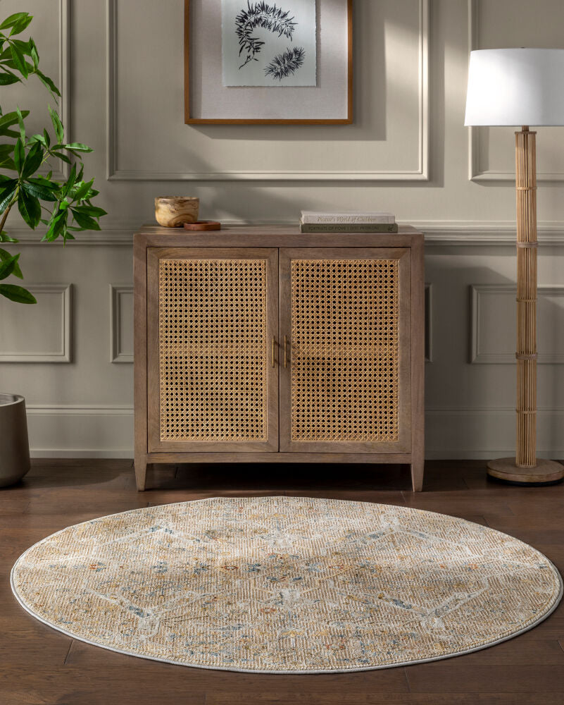 Reina Cream/Tan Machine Woven Rug REN-2300 - roomscene