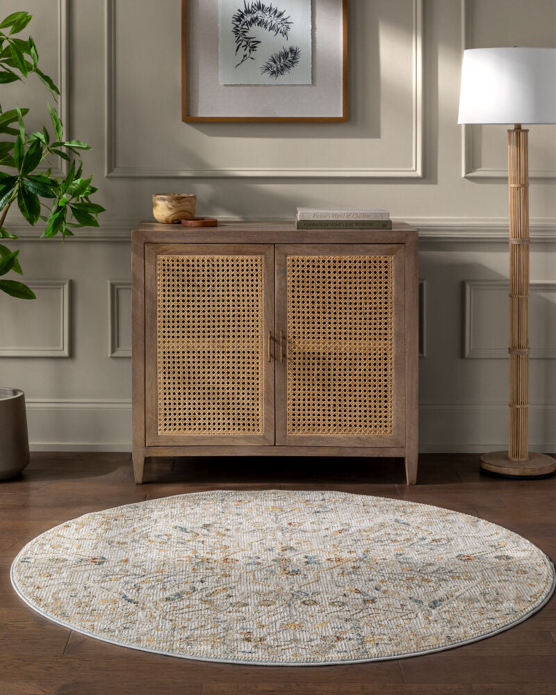 Reina Cream/Tan Machine Woven Rug REN-2302 - roomscene