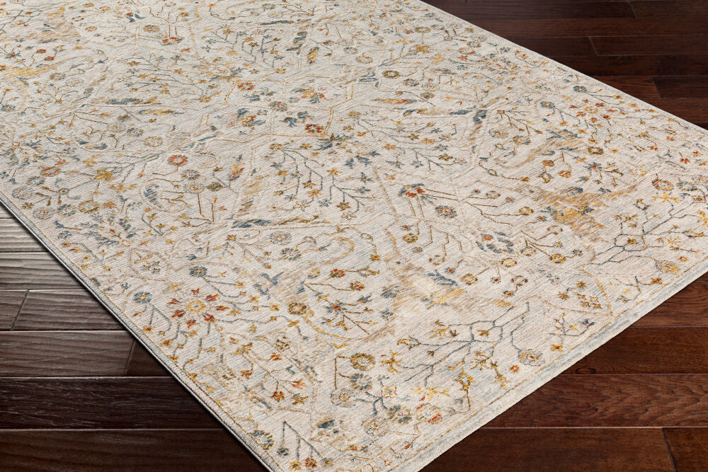 Reina Cream/Tan Machine Woven Rug REN-2302 - corner