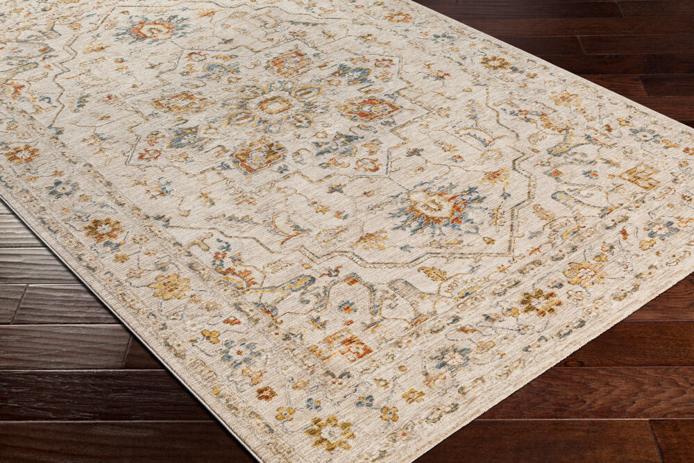 Reina Cream/Rust Machine Woven Rug REN-2303 - corner