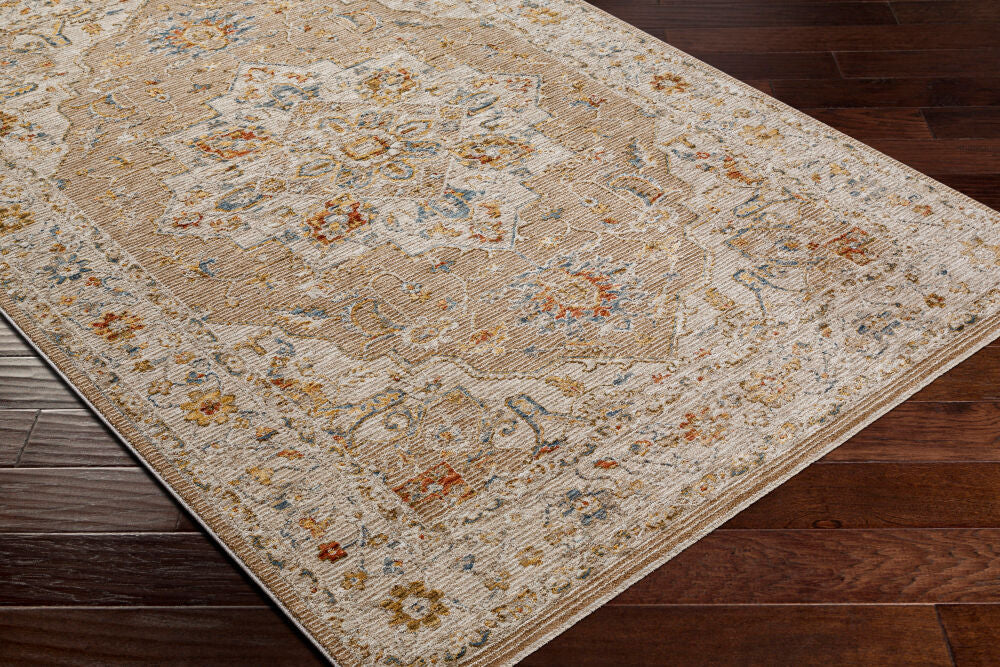 Reina Cream/Tan Machine Woven Rug REN-2305 - corner