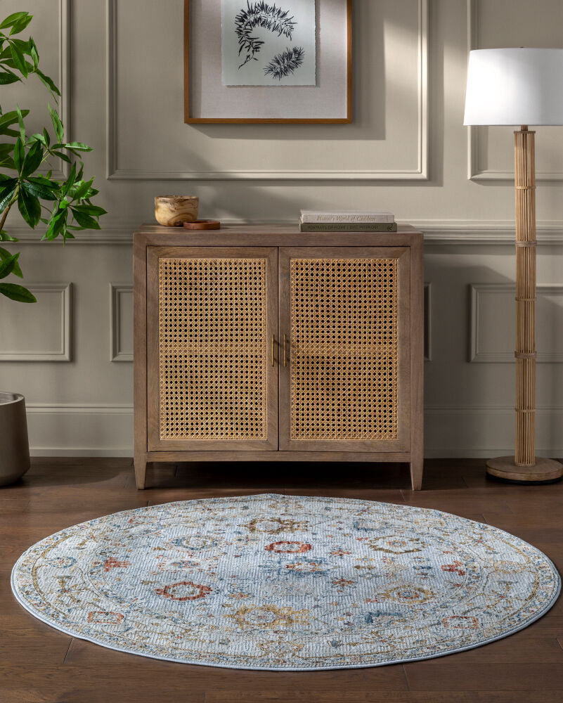 Reina Cream/Rust Machine Woven Rug REN-2306 - roomscene