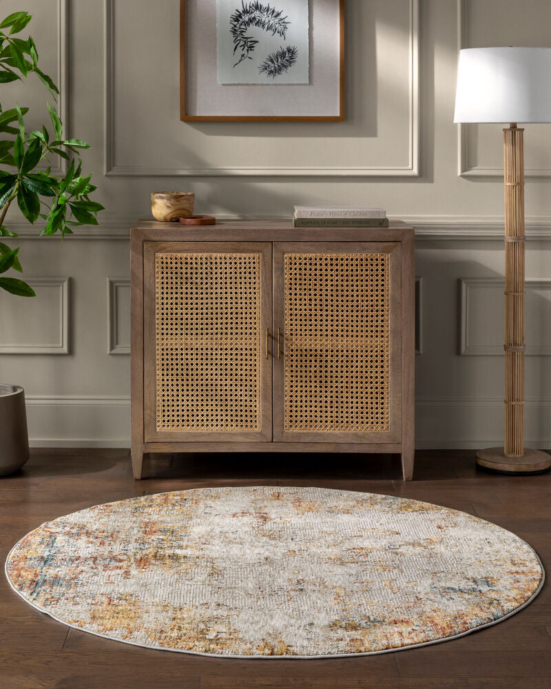 Reina Cream/Rust Machine Woven Rug REN-2311 - roomscene