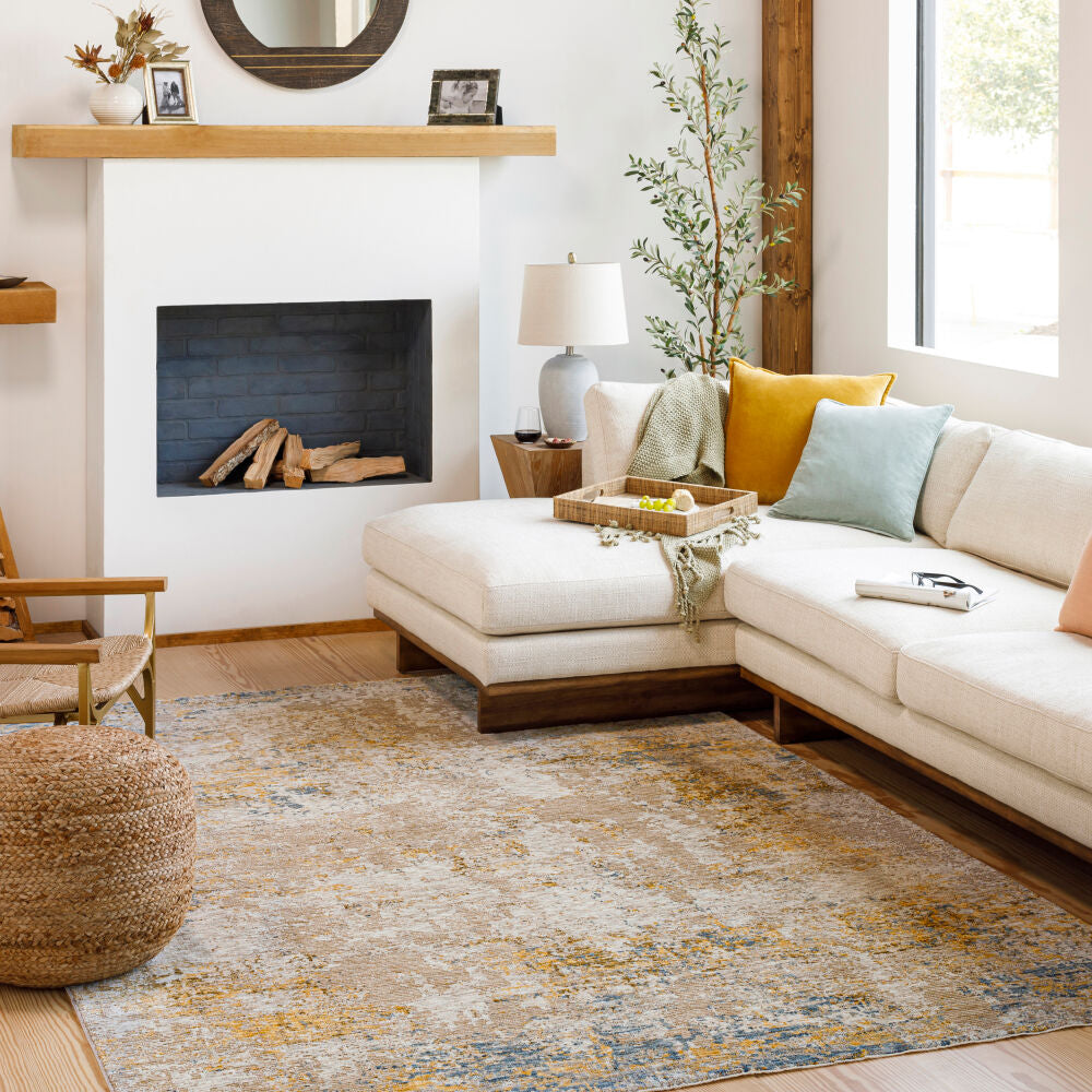 Reina Cream/Tan Machine Woven Rug REN-2312 - roomscene