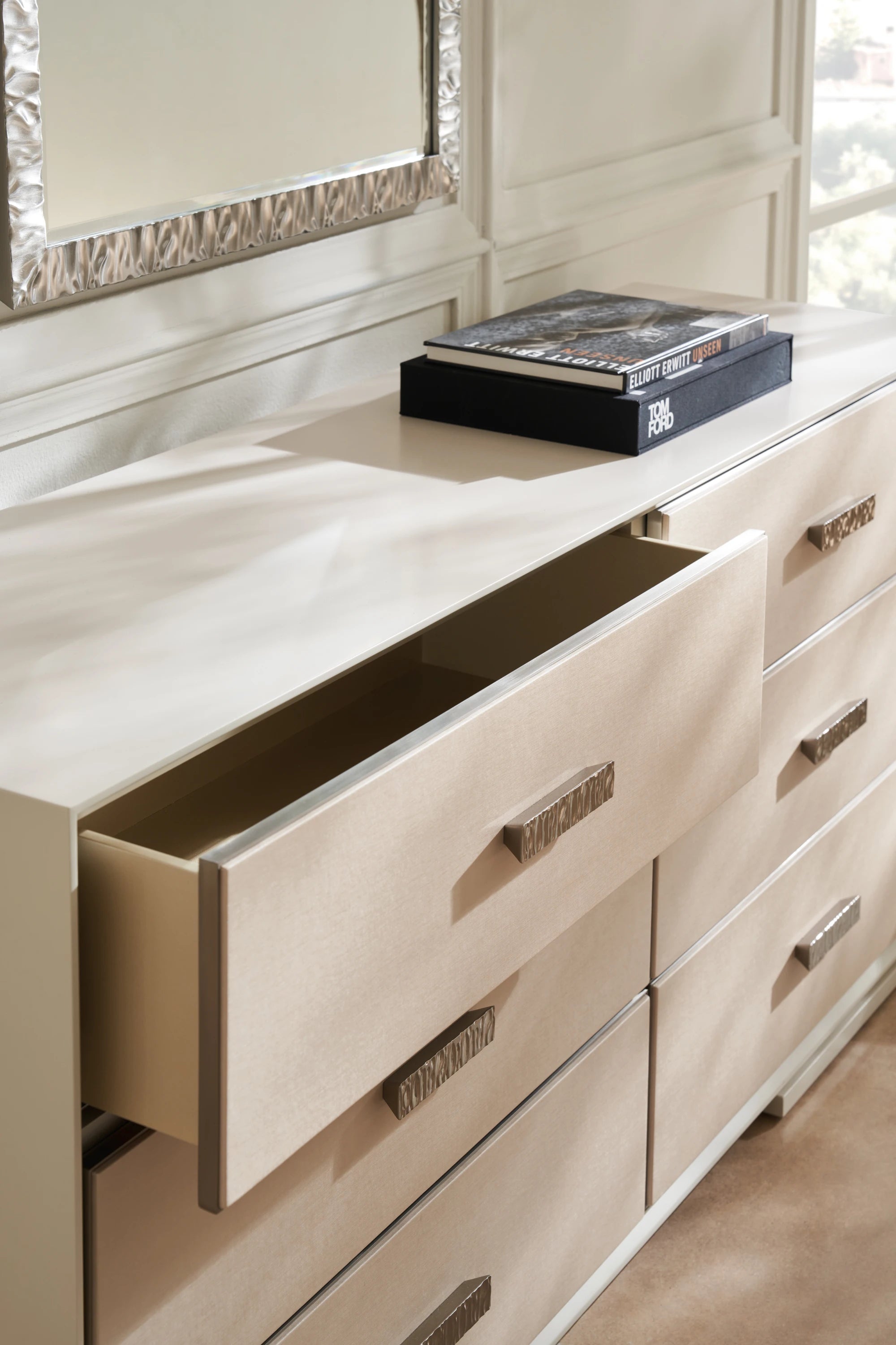 Silver Lining Dresser Almond Milk 68" by Caracole - view 2