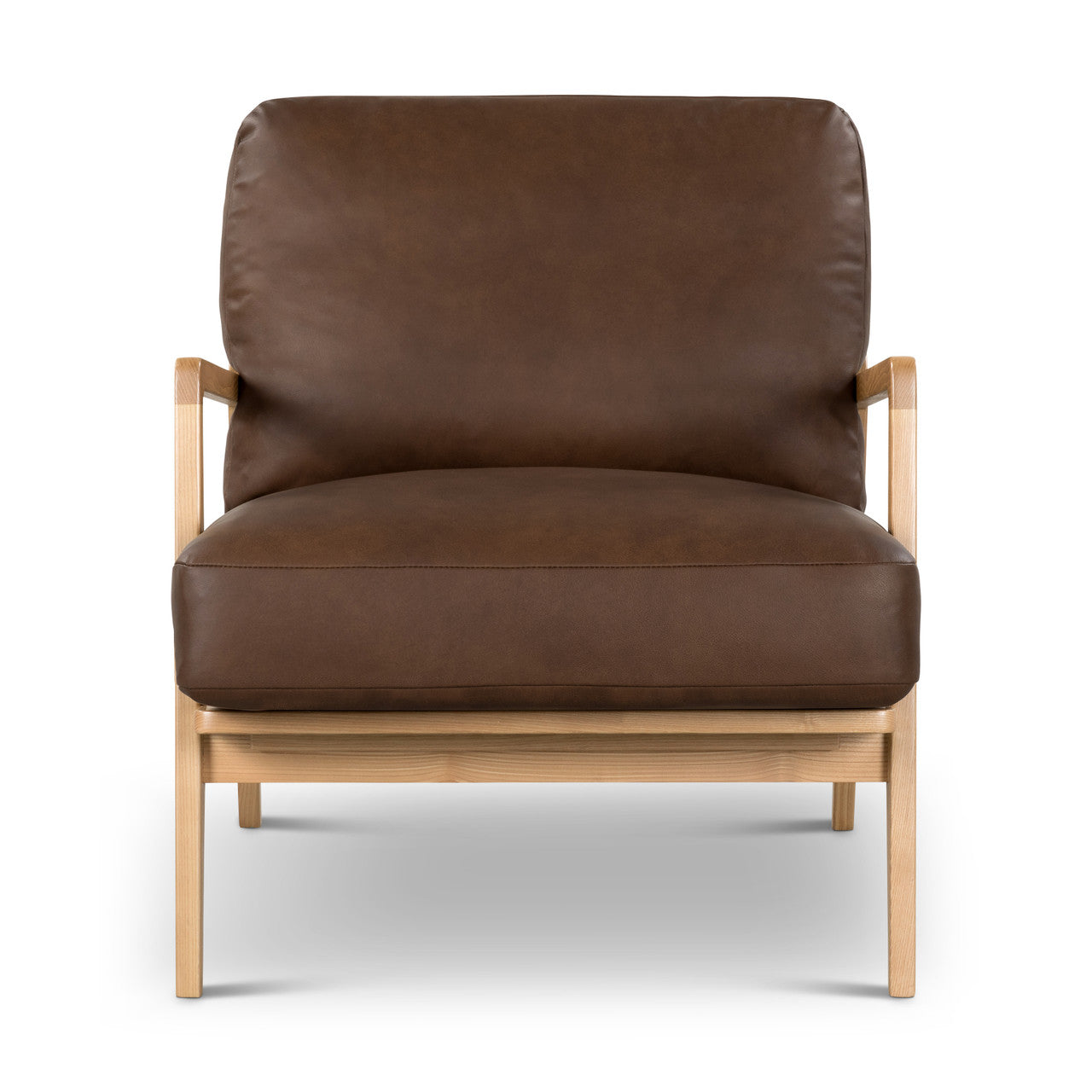 Metro - Carmelo Genuine Leather Accent Chair - Oak/Brown Genuine Leather