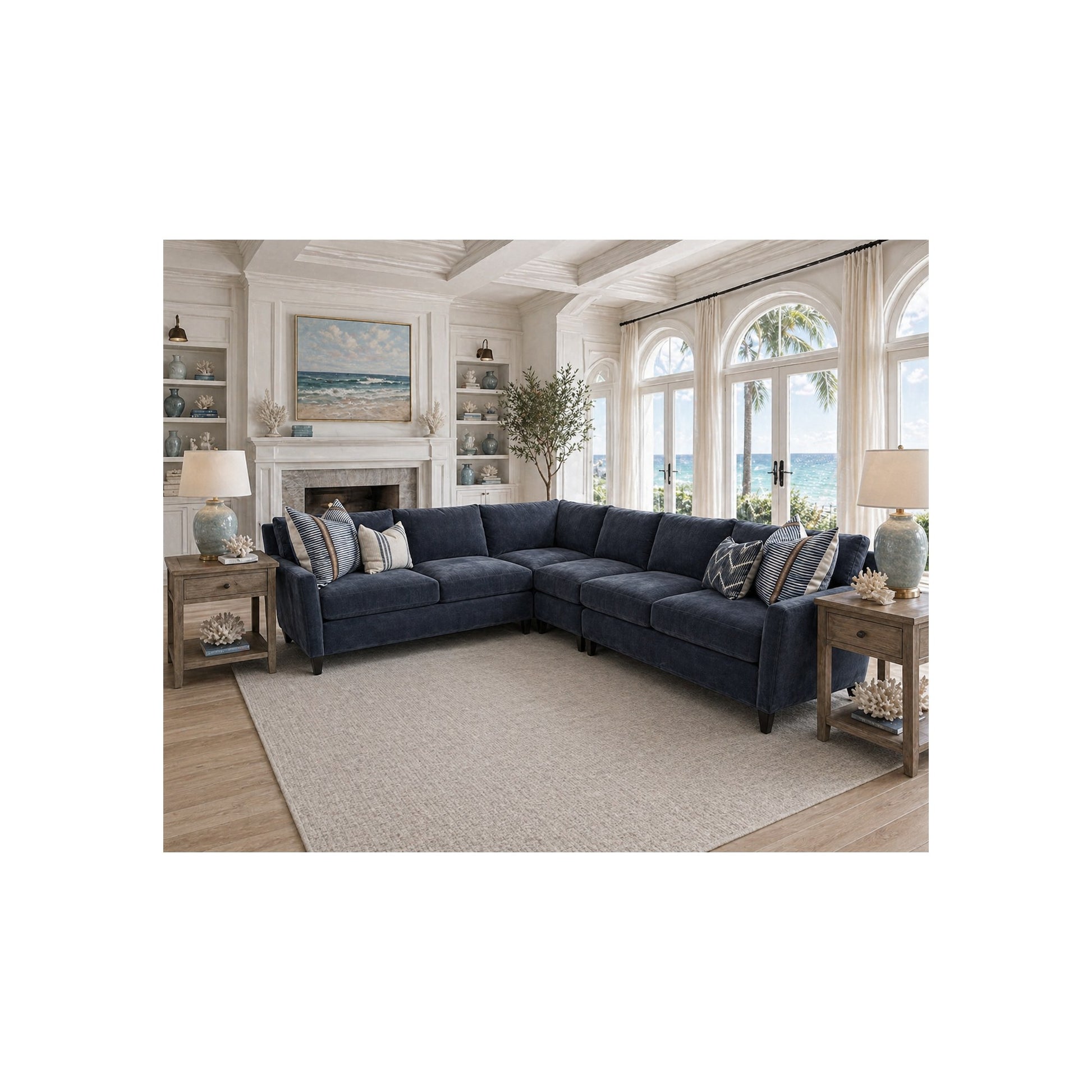 Riverside Sectional in Andrew Raw Denim by Spectra Home Furniture - lifestyle room image