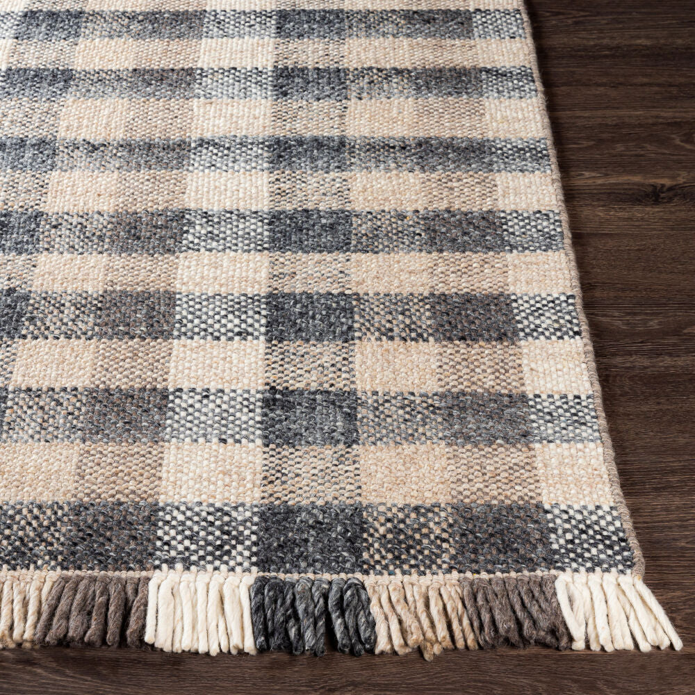 Reliance Charcoal/Tan Handmade Rug - front