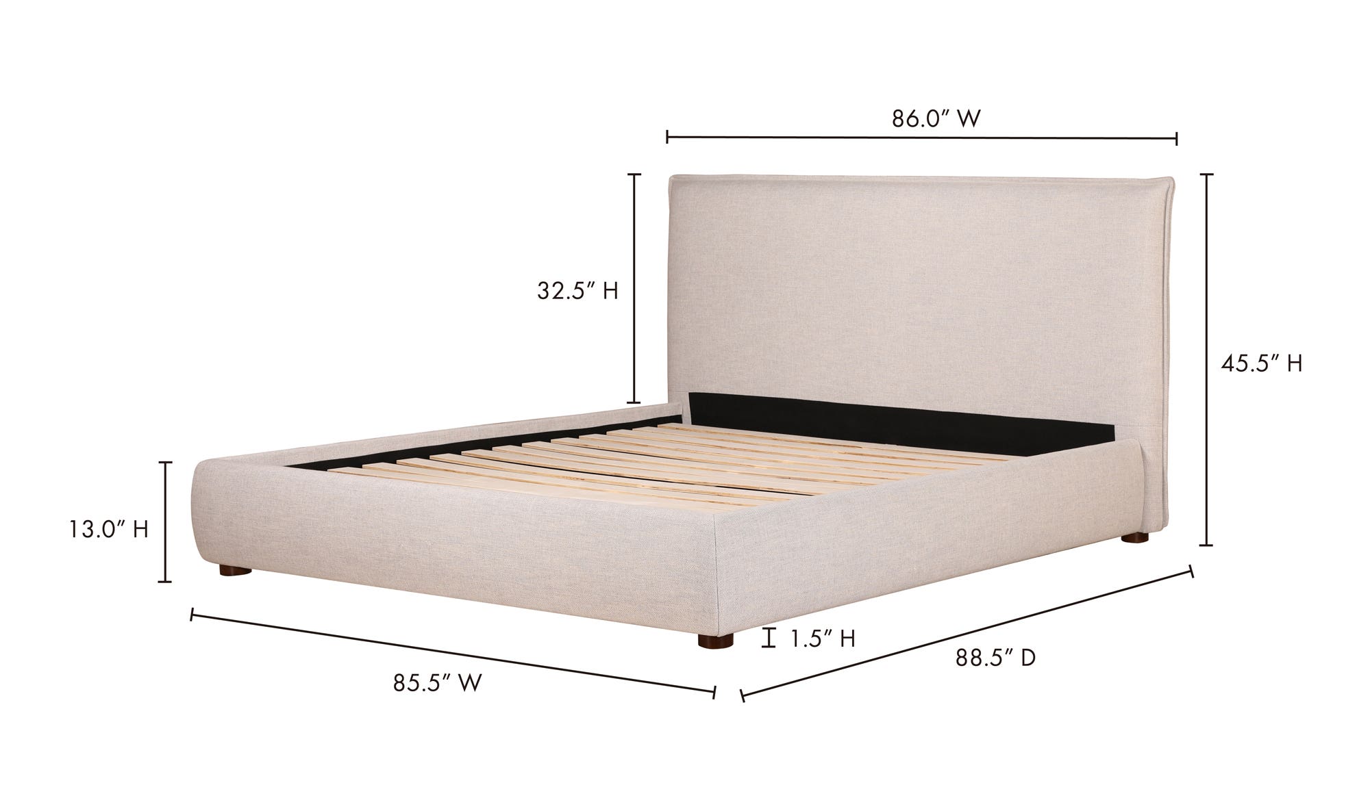 Luzon King Bed Light Grey by Moe's Home Collection - view 19