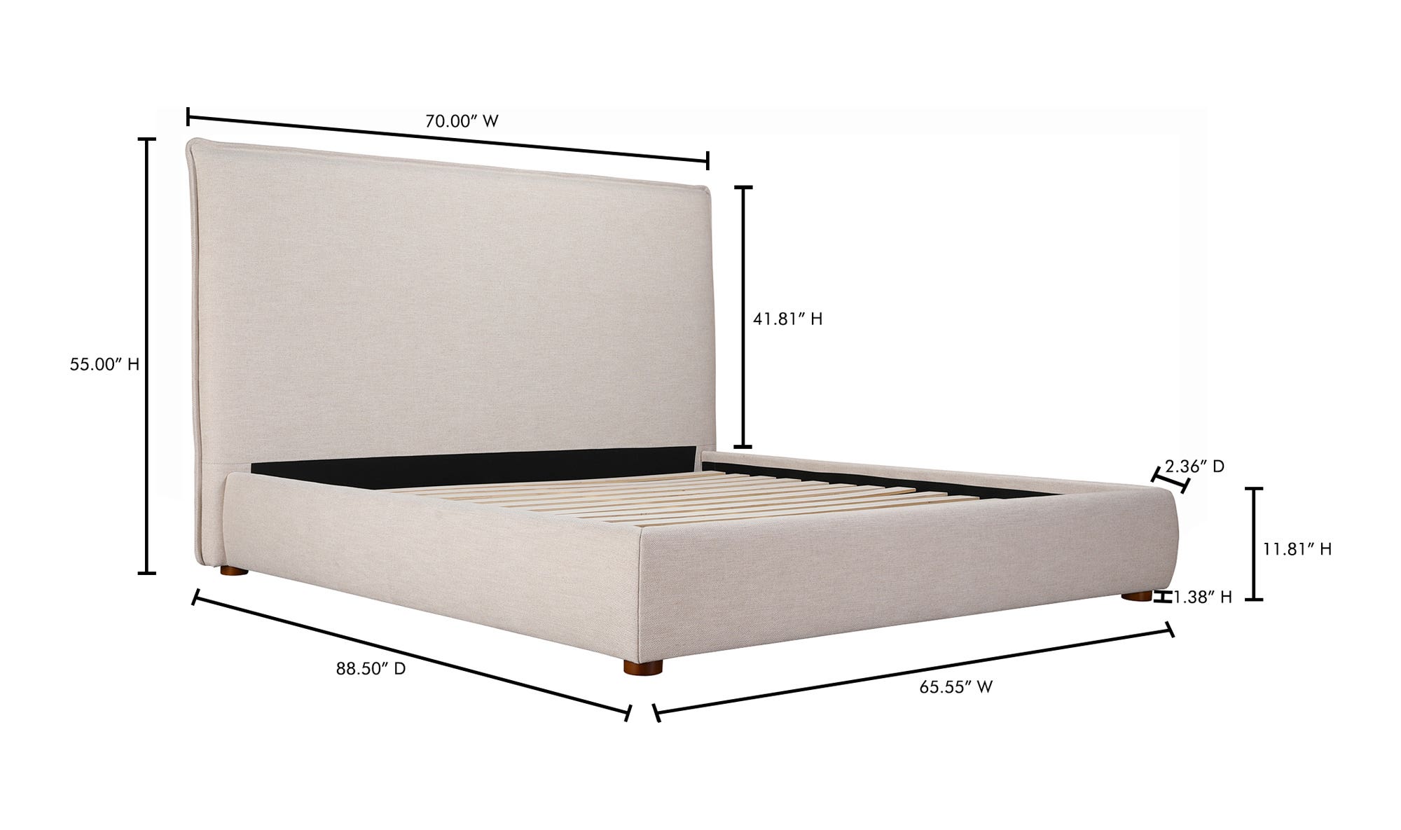 Luzon Queen Bed Tall Headboard Wheat by Moe's Home Collection - view 17