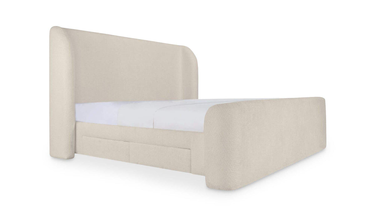 Sophia Queen Storage Bed Cream Chenille by Moe's Home Collection - view 2