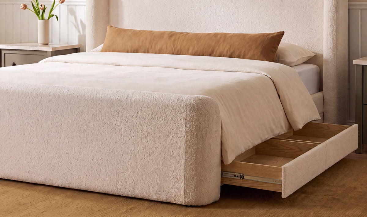 Sophia King Storage Bed Cream Chenille by Moe's Home Collection - view 4