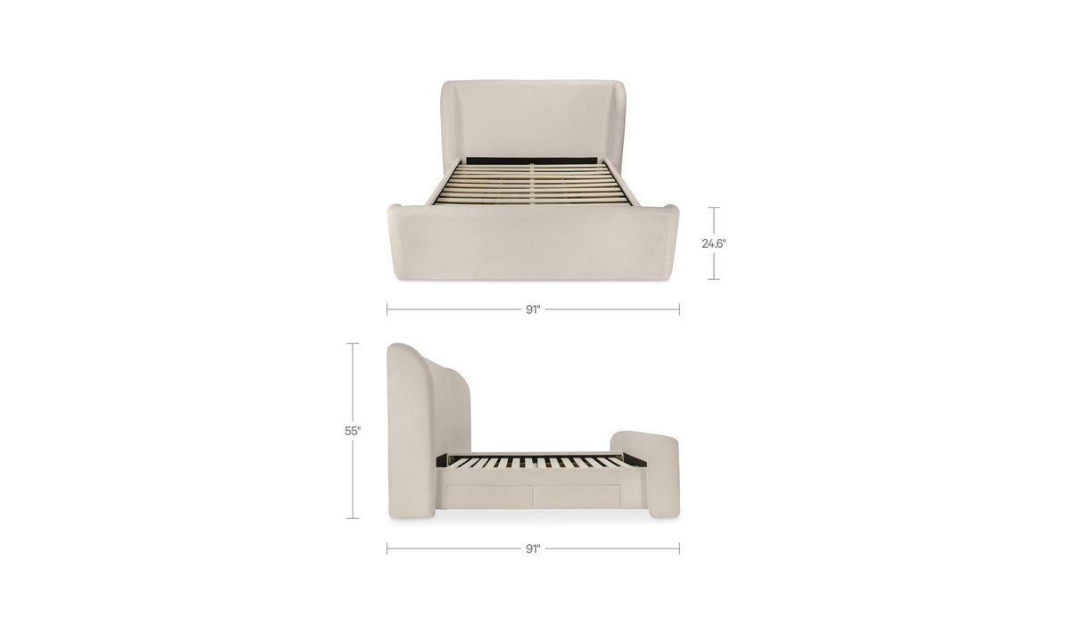 Sophia King Storage Bed Cream Chenille by Moe's Home Collection - view 15