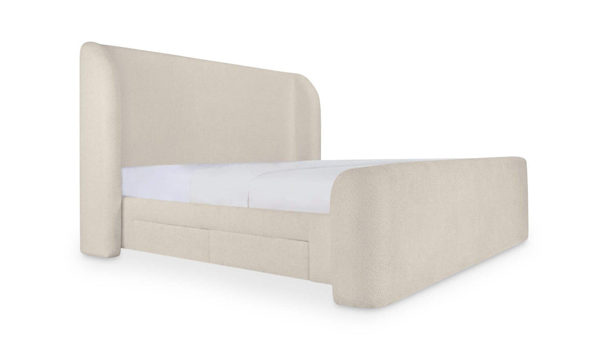 Sophia King Storage Bed Cream Chenille by Moe's Home Collection - view 2