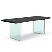 Brooks - Dining Table - Glass Base - 40" x 92" - Ebonized Top - Clear Glass Base
