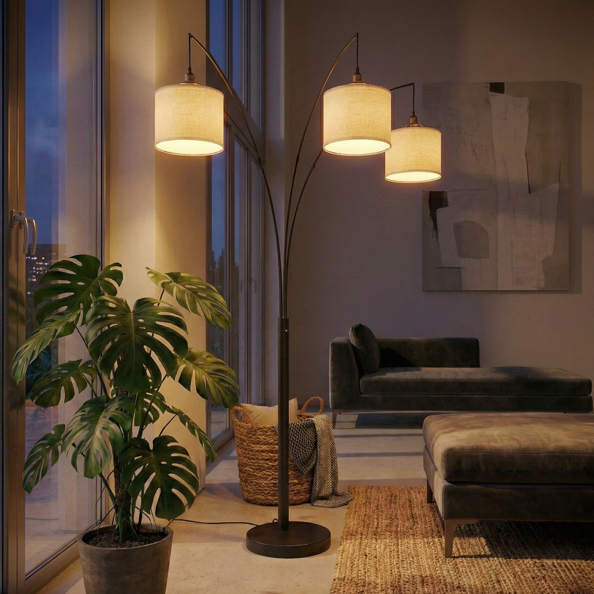 Royal 3-Arm Metal Arc Floor Lamp | Oil Rubbed Bronze