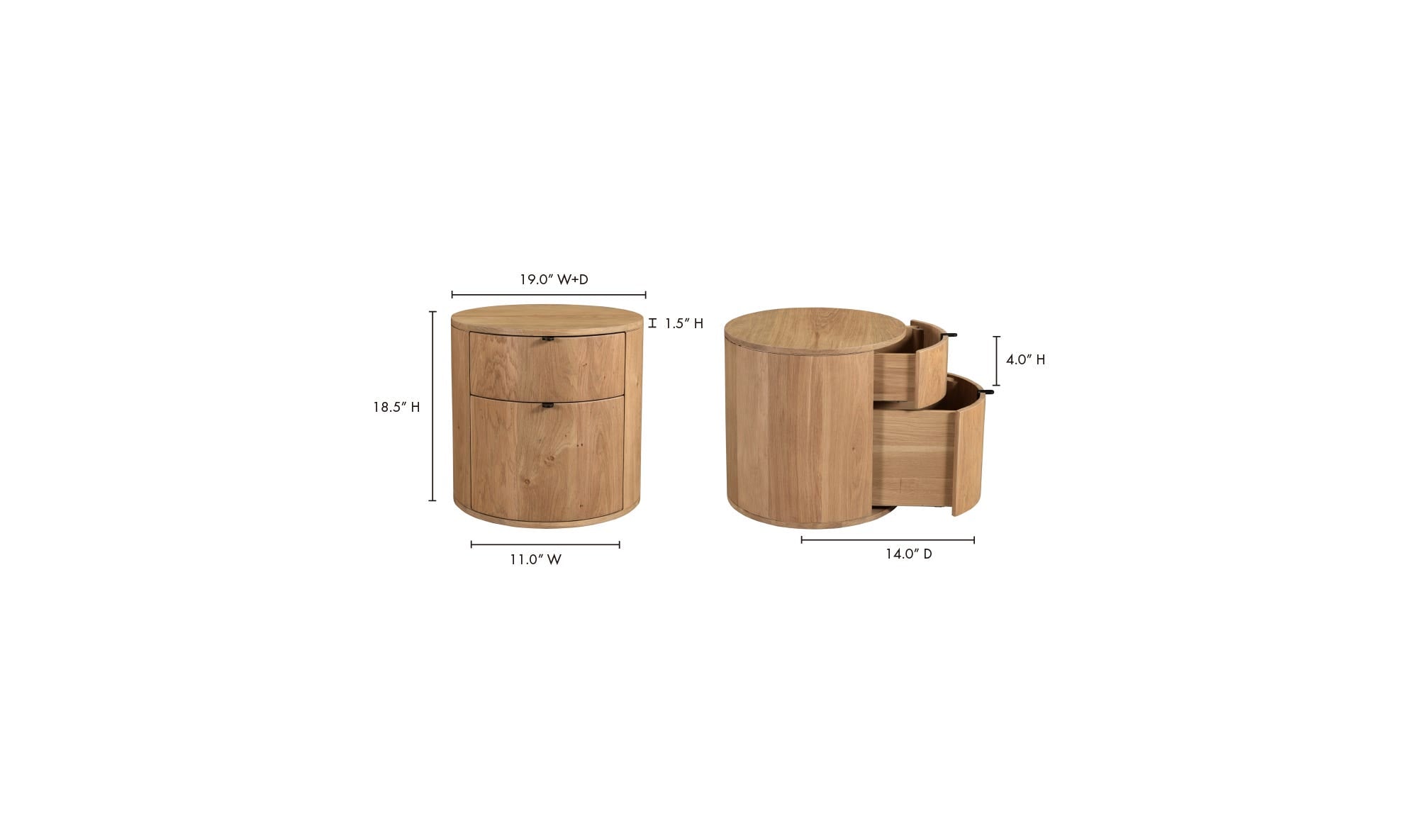 Theo 2 Drawer Nightstand Natural by Moe's Home Collection - view 19