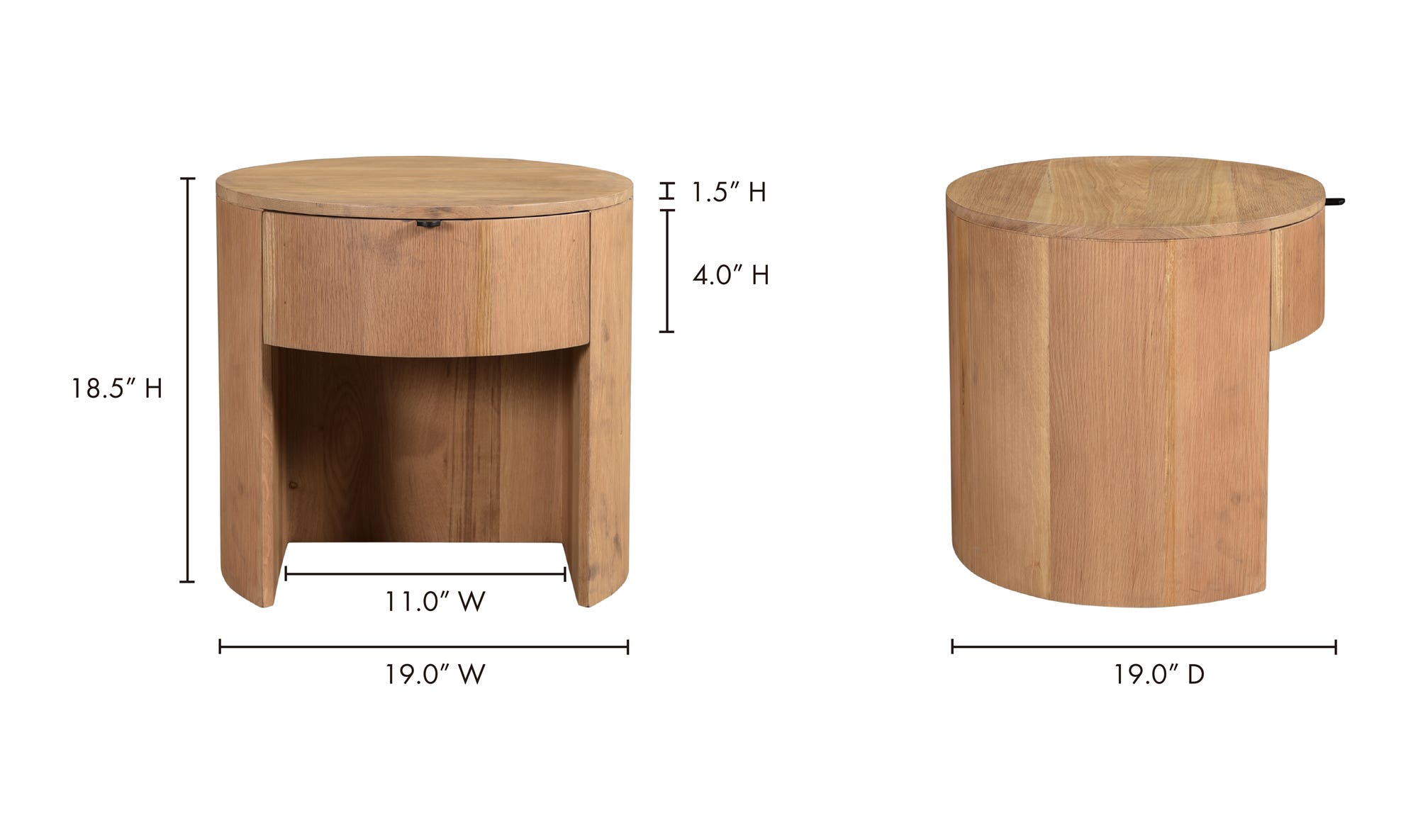 Theo 1 Drawer Nightstand Natural by Moe's Home Collection - view 20