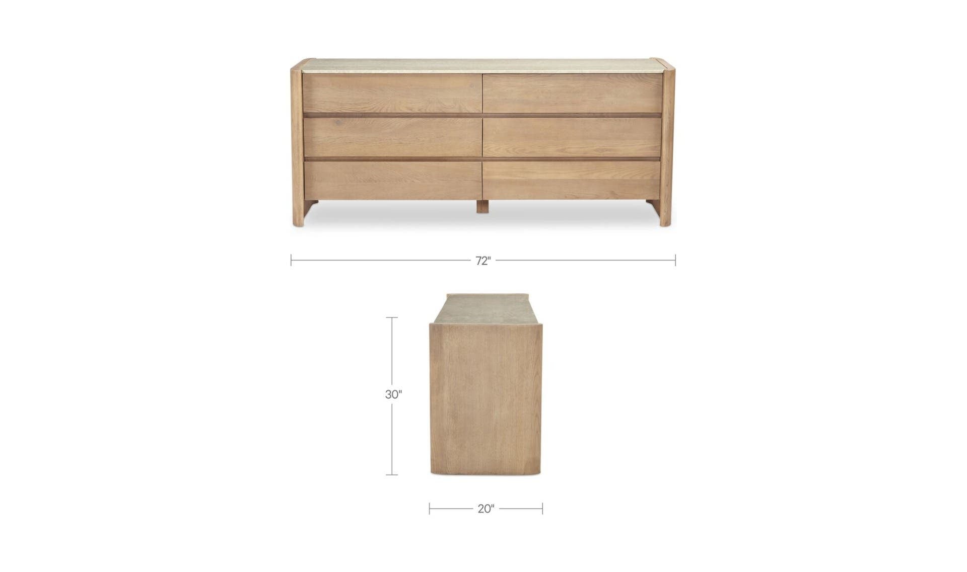 Lane 6 Drawer Dresser Natural by Moe's Home Collection - view 14