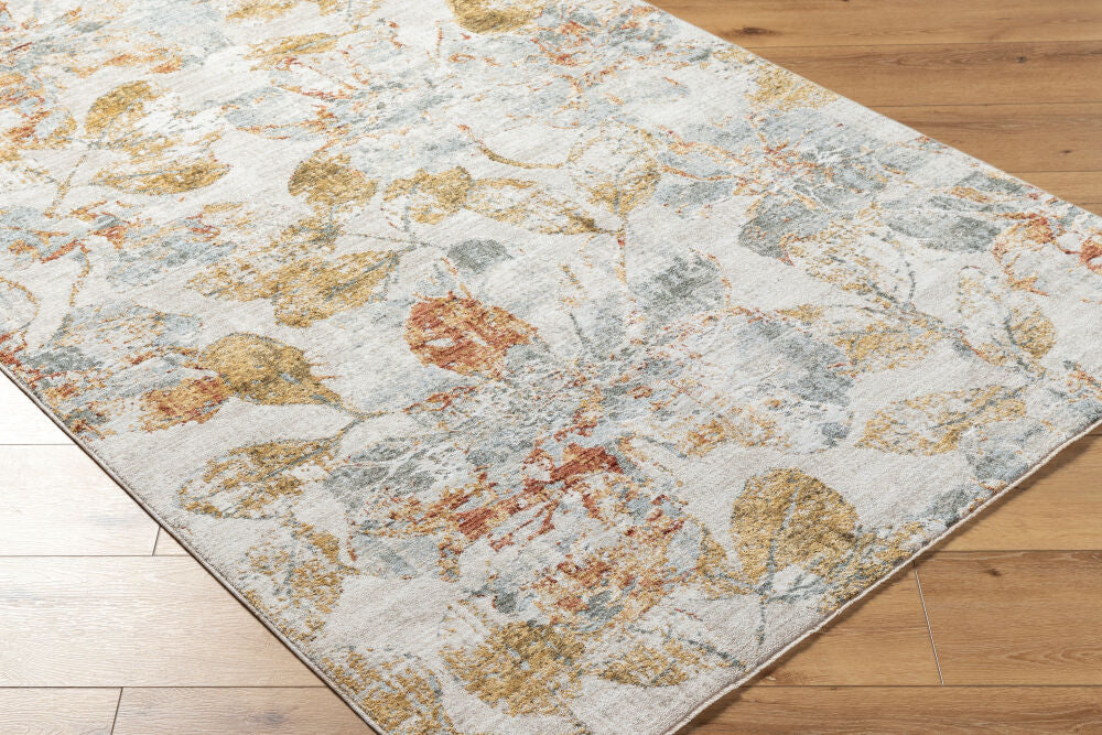 Roseanne Deep Teal/Rust Machine Woven Rug - corner