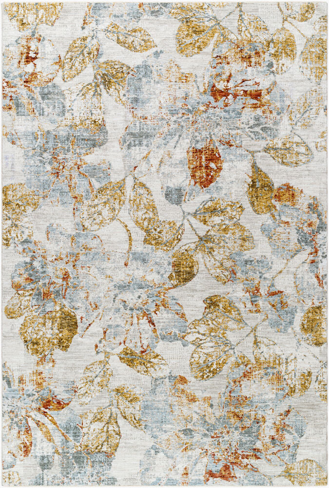 Roseanne Deep Teal/Rust Machine Woven Rug - 2'7" x 10'