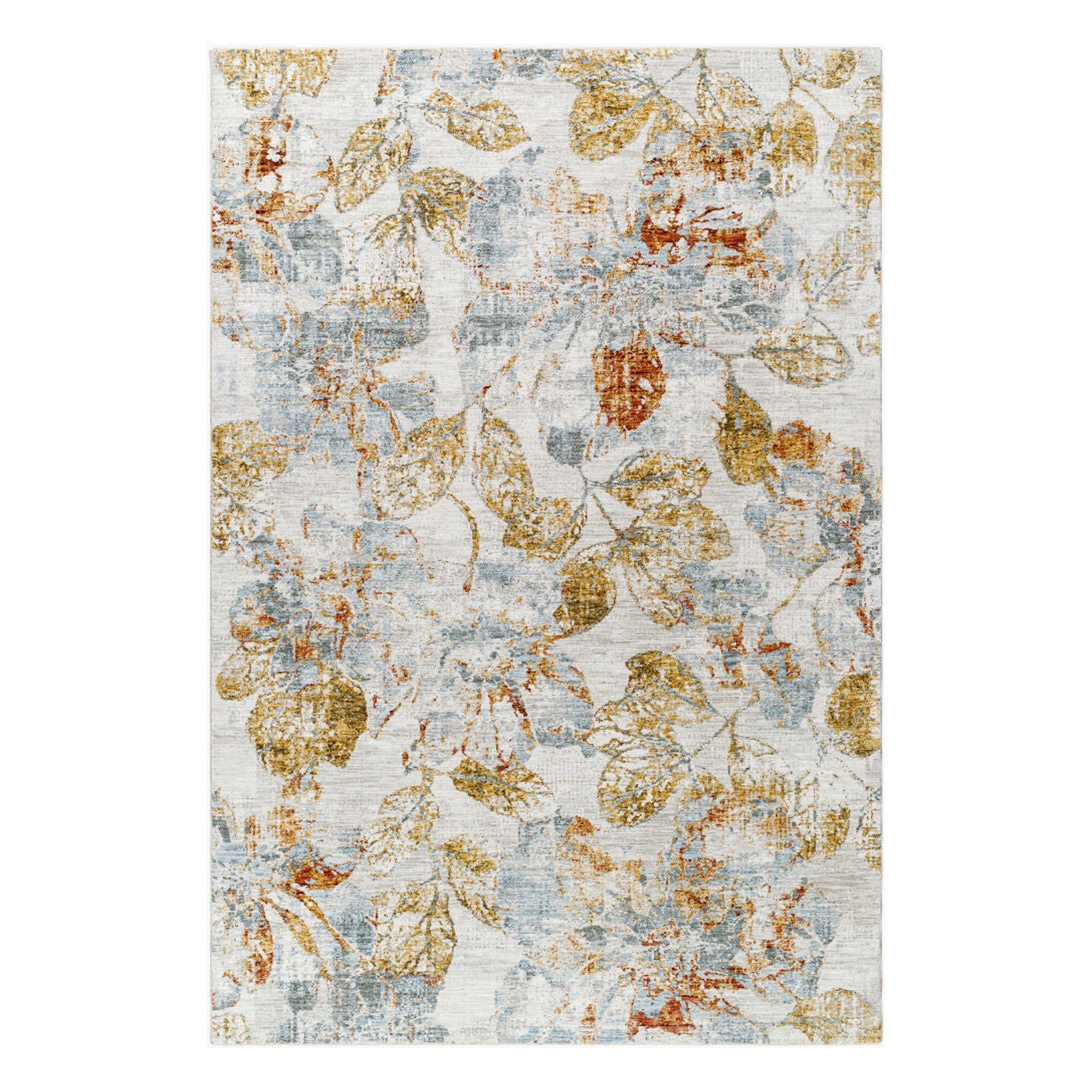 Roseanne Deep Teal/Rust Machine Woven Rug - 2'7" x 10'