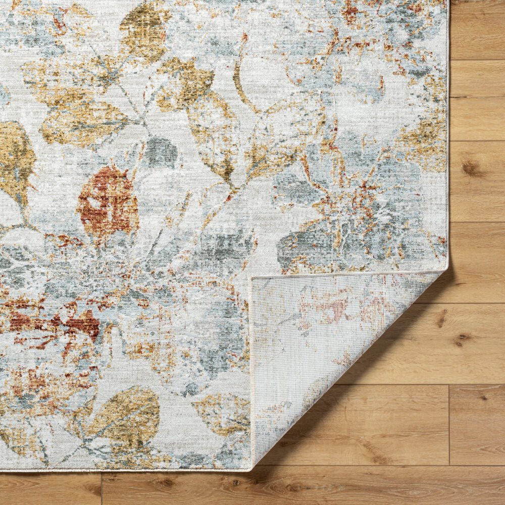 Roseanne Deep Teal/Rust Machine Woven Rug - fold