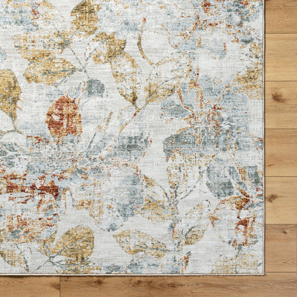 Roseanne Deep Teal/Rust Machine Woven Rug - overhead