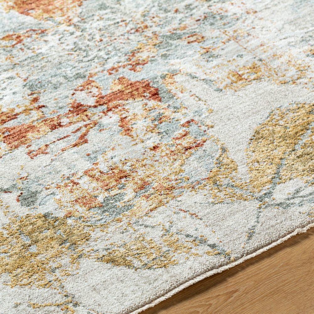 Roseanne Deep Teal/Rust Machine Woven Rug - texture