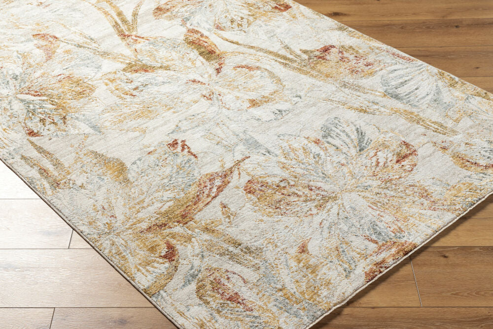 Roseanne Light Blue/Rust Machine Woven Rug RSE-2301 - corner