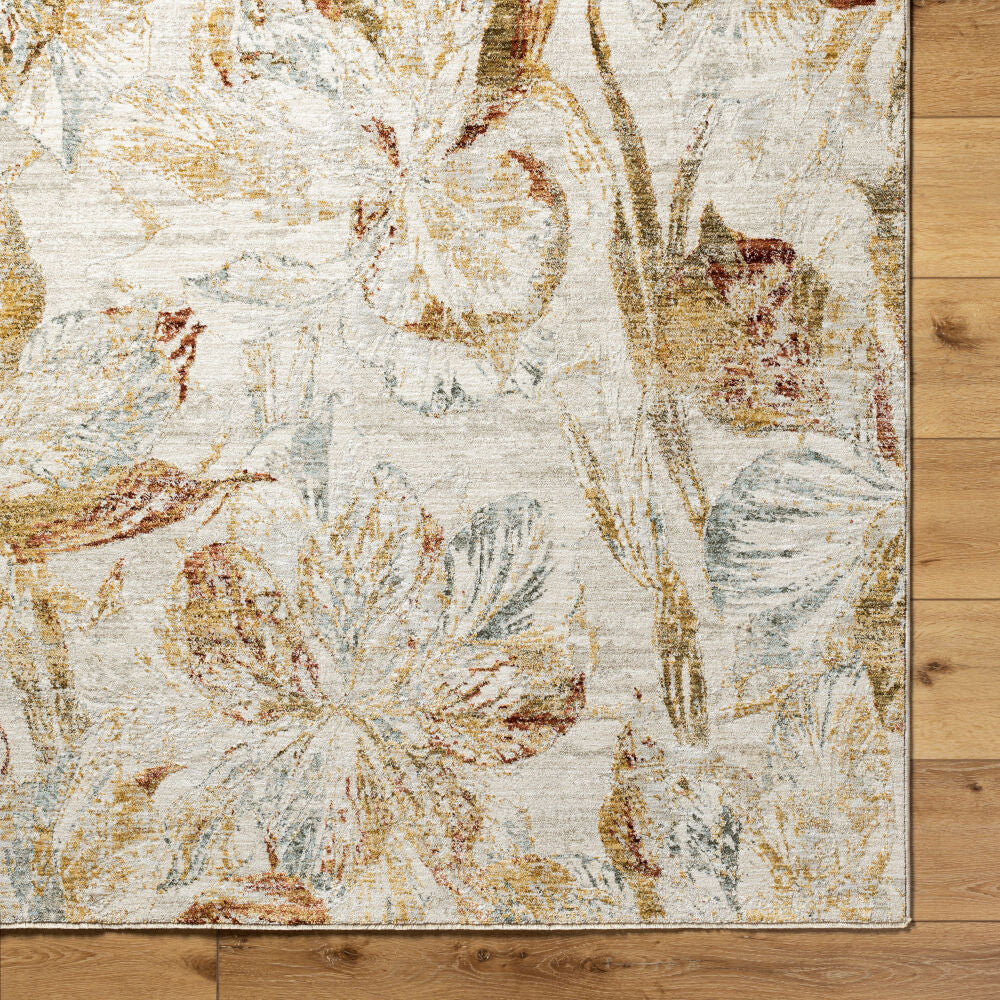 Roseanne Light Blue/Rust Machine Woven Rug RSE-2301 - overhead